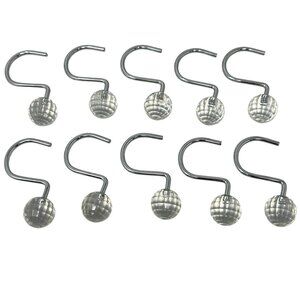 Clear Acrylic Disco Ball Shower Curtain Hooks Set of 12 1 Inch Diameter